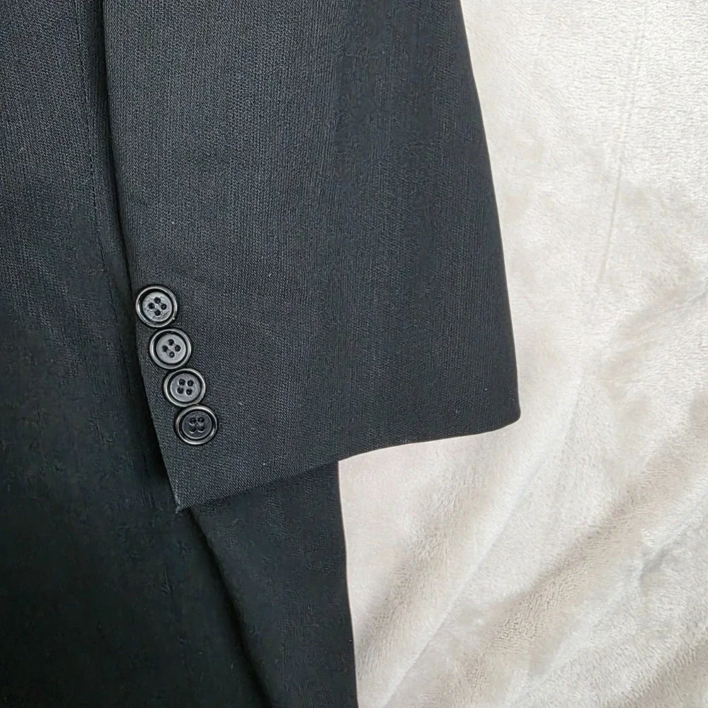 VINTAGE Hugo Boss Blazer Mens 44R Black Wool‎ Sport Coat Jacket Made In USA